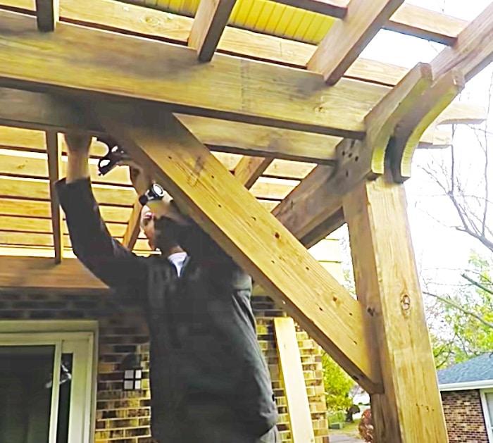 Backyard DIY pergola built in two days