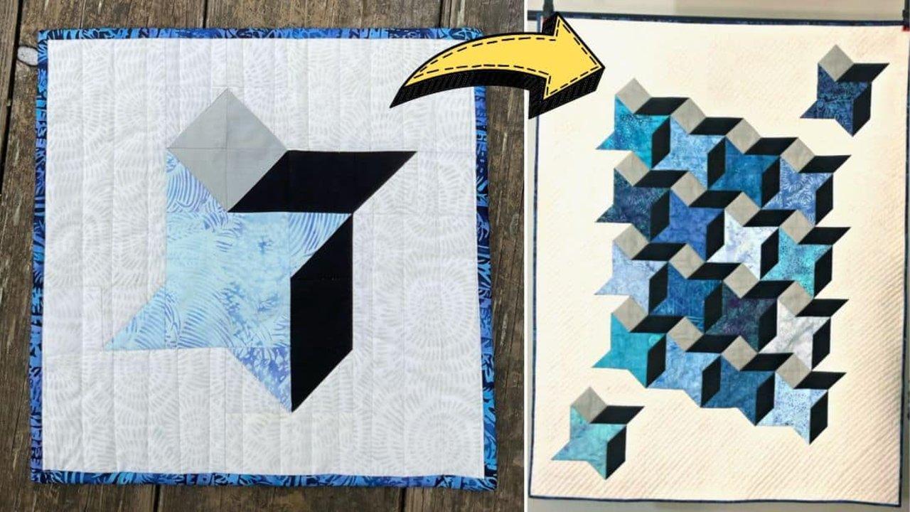 Easy 3D Friendship Star Quilt Block Tutorial