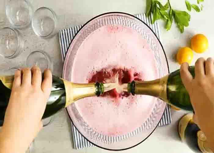Making the holiday champagne punch