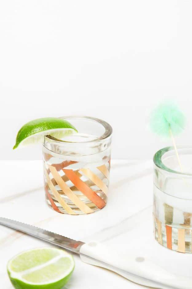 DIY Gold-Leafed Glasses, a tabletop accent idea, easy to scale up for a whole batch and a keepsake worth handing down