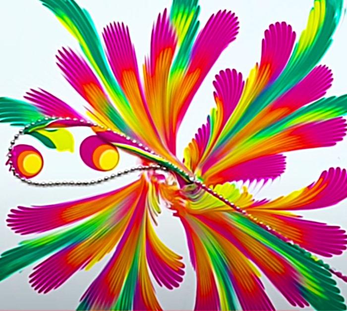 Abstract Colorful Art With Craft Paint And A Chain