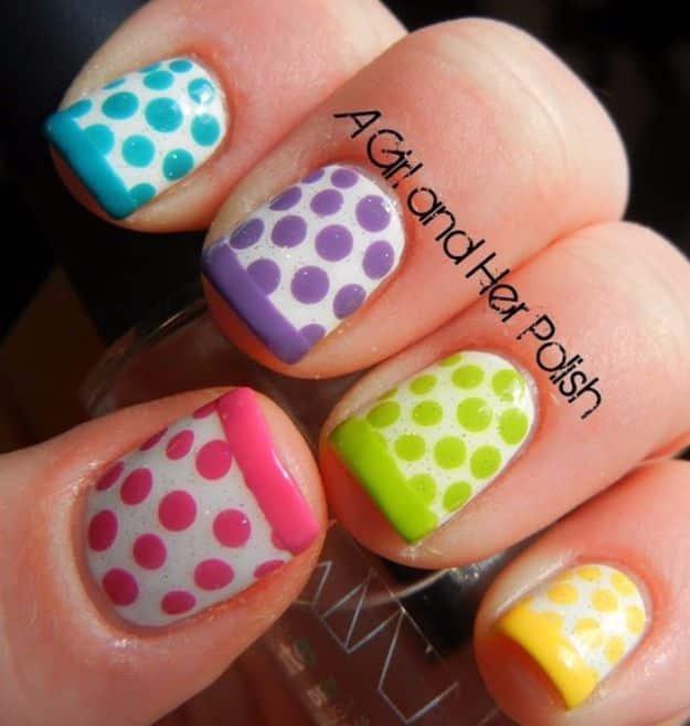 Dotty French Spring Nails, a fun quick nail art idea worth trying at home and a colorful look worth saving for your next try