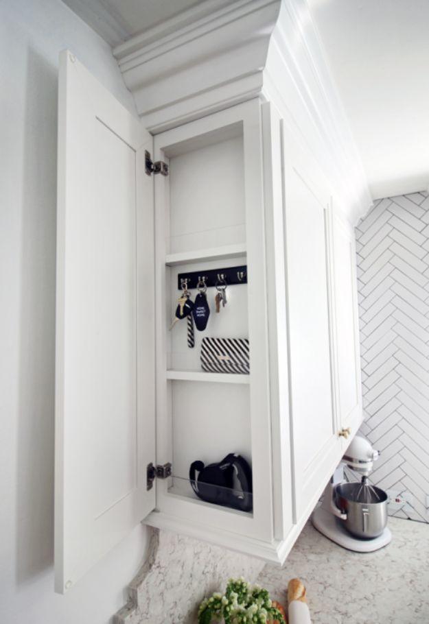 Hidden Key Storage, a simple change that transforms a dated kitchen and an easy cabinet upgrade with basic tools