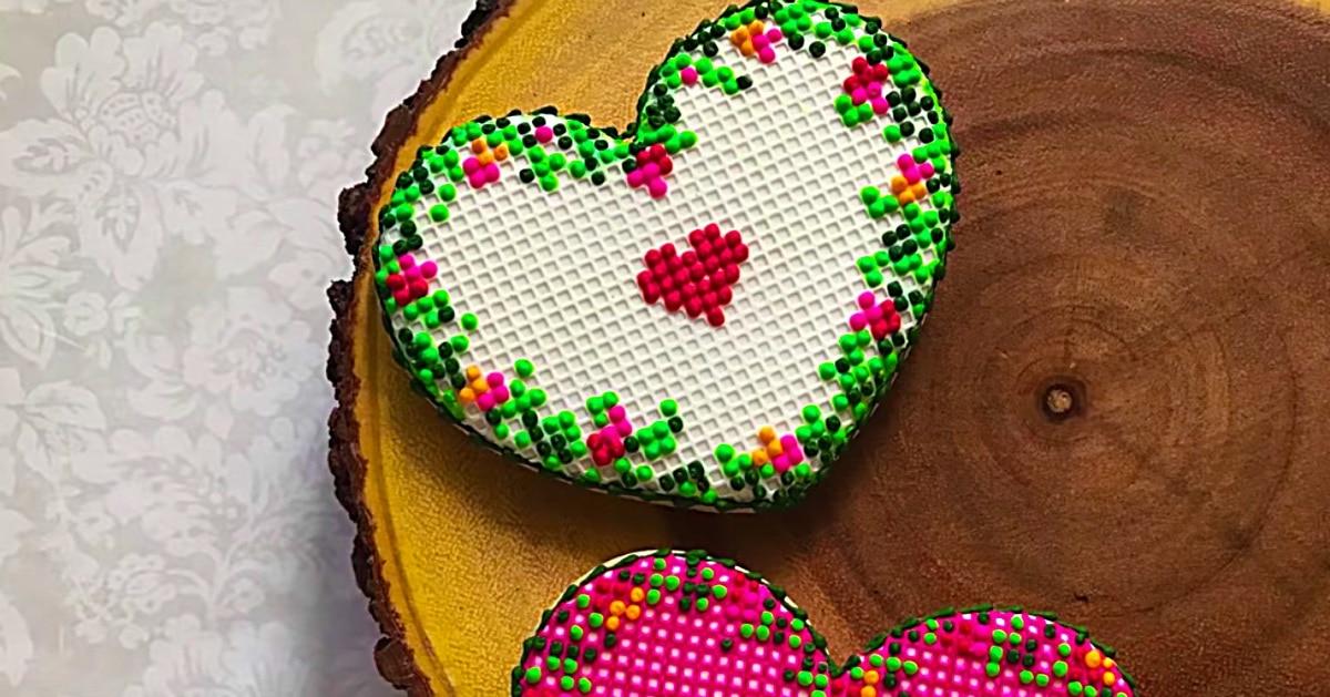 Cross Stitch Heart Cookies Recipe