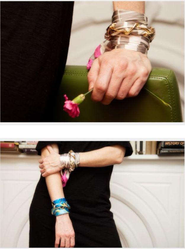 Scarf Chain Bracelet DIY, forgiving for a beginner still learning to sew and a wardrobe staple worth making more than once