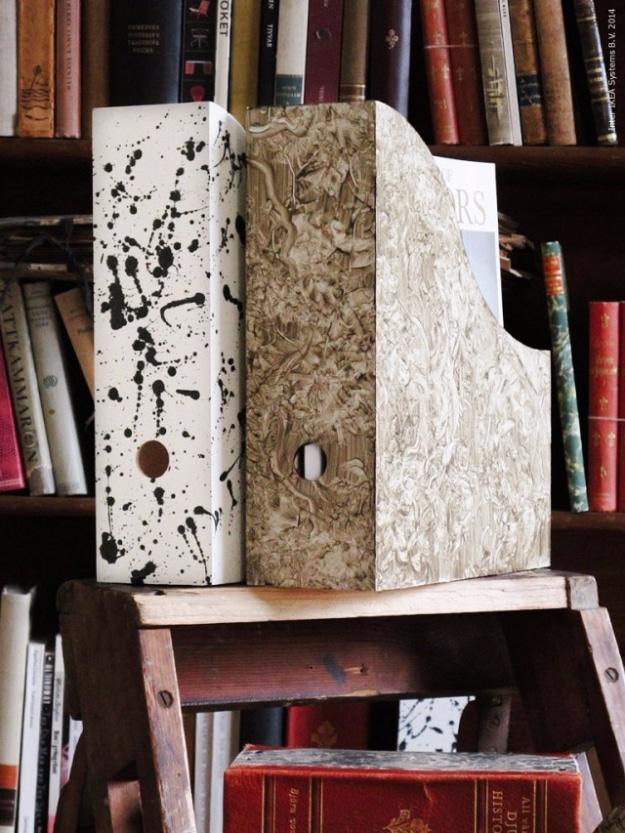 Hand Painted Magazine Files, easy to pull off with basic supplies and better looking than a store bought version