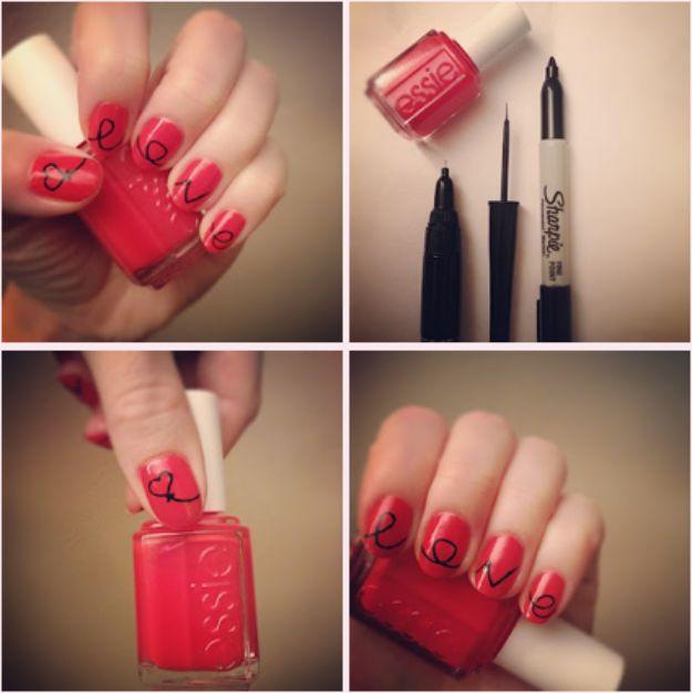 Write On Your Nails Using Sharpie, an easy technique using items already in your kit and an easy DIY manicure technique
