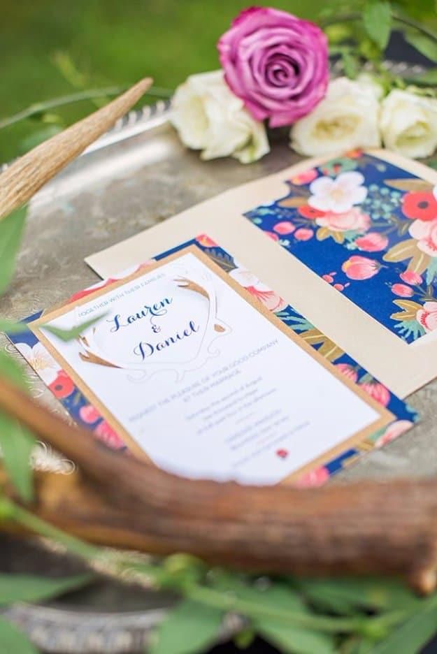 DIY Wedding Invitiations - DIY 3D Wedding Invitations and Floral Envelope Liners - Templates, Free Printables and Wording | Tutorials for Unique, Rustic, Elegant and Vintage Homema