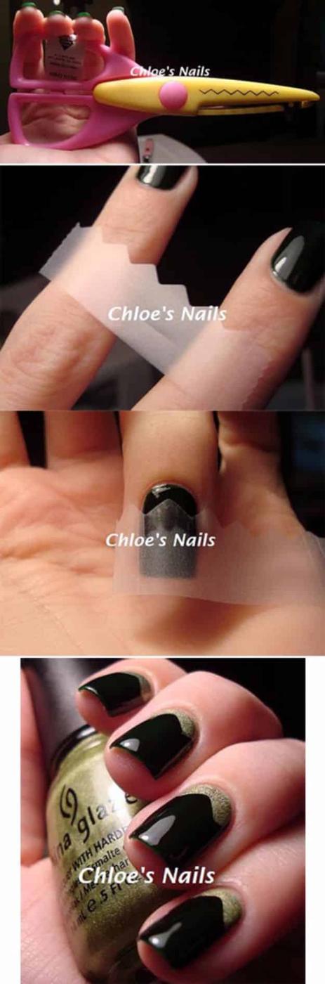 Scalloped Nails Using Shearing Scissors, a simple trick for a salon quality manicure and an easy DIY manicure technique