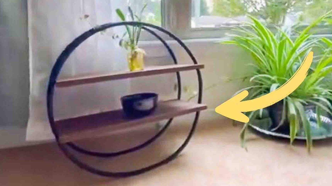 DIY Hula Hoop Standing Shelf Tutorial