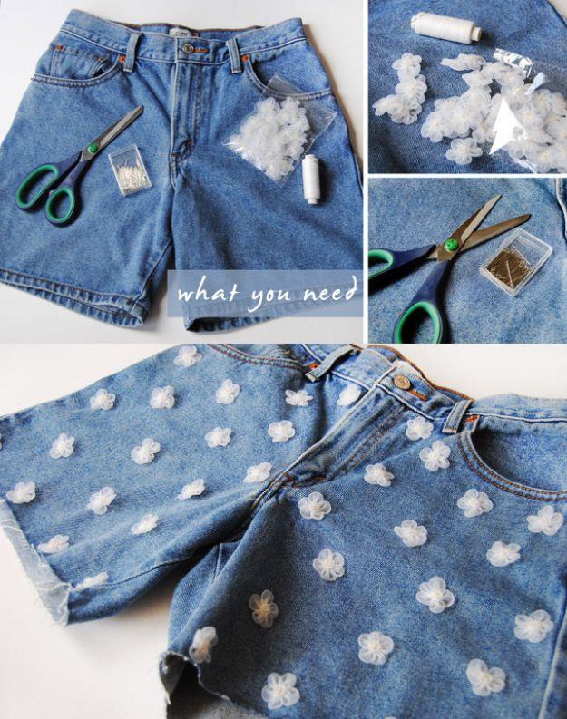 DIY Daisy Denim Shorts, simple enough to sew in one evening and a piece that gets compliments the first time it is worn