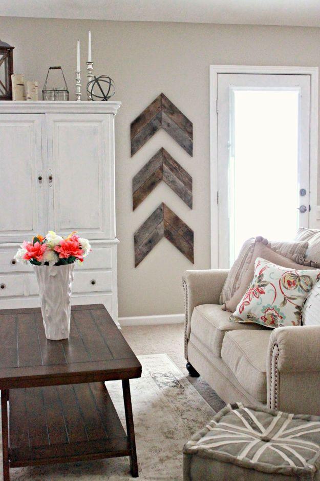 Chic and Simple Reclaimed Wood Wall Chevrons, a vintage inspired element, forgiving enough to redo without wasting materials