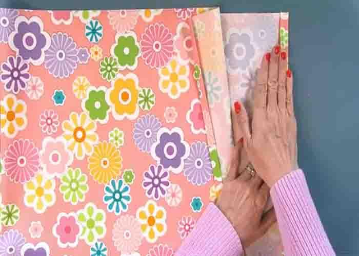 Making hem on the drawstring bag