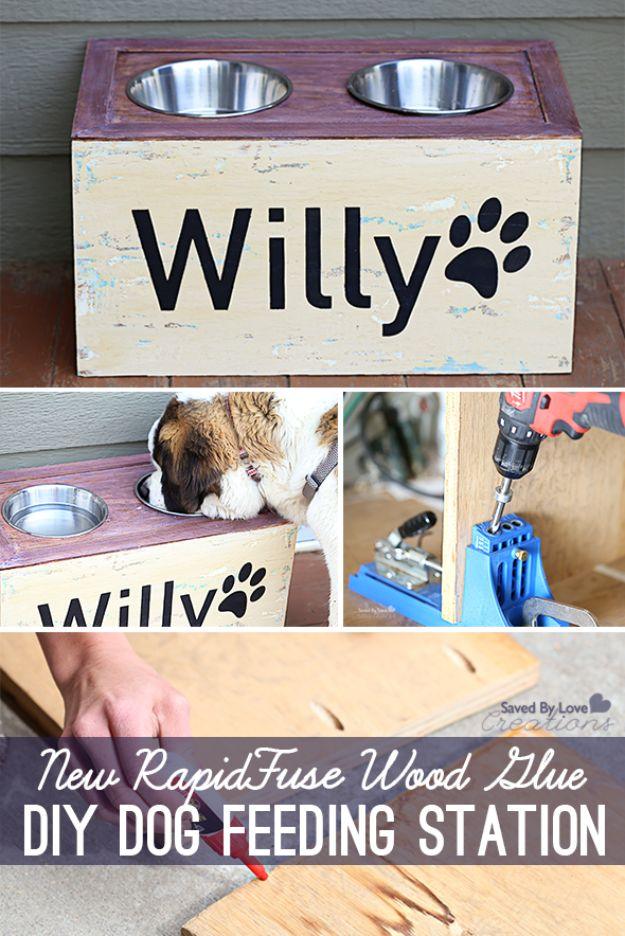 DIY Pet Bowls And Feeding Stations - New RapidFuse Wood Glue DIY Dog Feeding Station - Easy Ideas for Serving Dog and Cat Food, Ways to Raise and Store Bowls - Organize Your Dog Fo