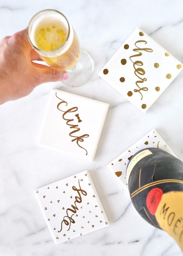 DIY Gold Gilded Coasters, flexible enough to fit whatever materials are on hand and a piece worth keeping out on display