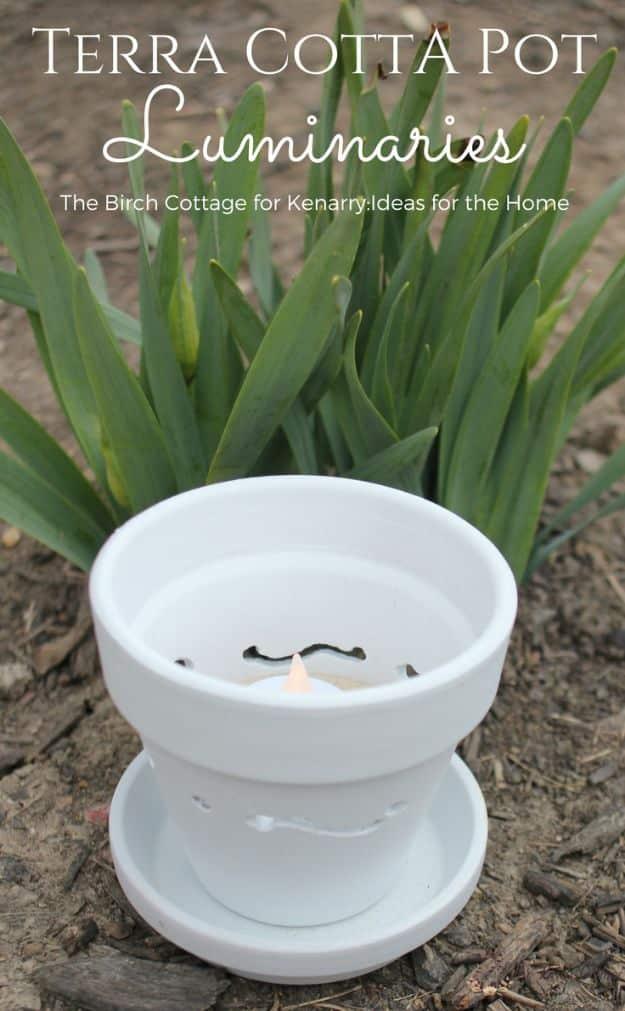 DIY Ideas for Clay Pots - DIY Terra Cotta Pot Luminaries - Cute Gardening Projects Tutorials for Decorating Pots - Pretty Rustic and Farmhouse Planters for Cheap Home Decor