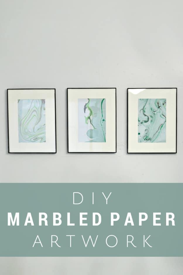 DIY Nail Polish Crafts - DIY Marbled Paper Artwork - Easy and Cheap Craft Ideas for Girls, Teens, Tweens and Adults | Fun and Cool DIY Projects You Can Make With Fingernail Polish