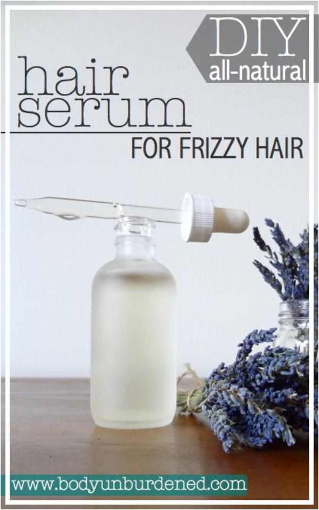 DIY All-Natural Hair Serum For Frizzy Hair, mixed in minutes with ingredients from the kitchen shelf