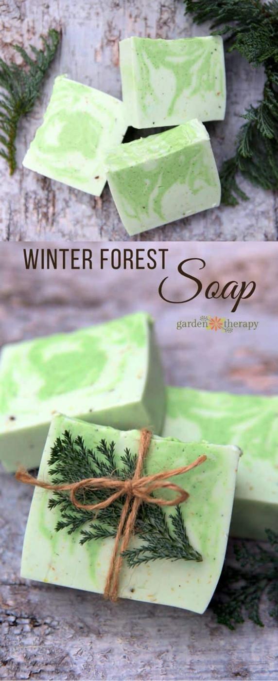 Fresh and Woodsy Winter Forest Soap, quick enough to finish before nap time and a detail guests always ask about