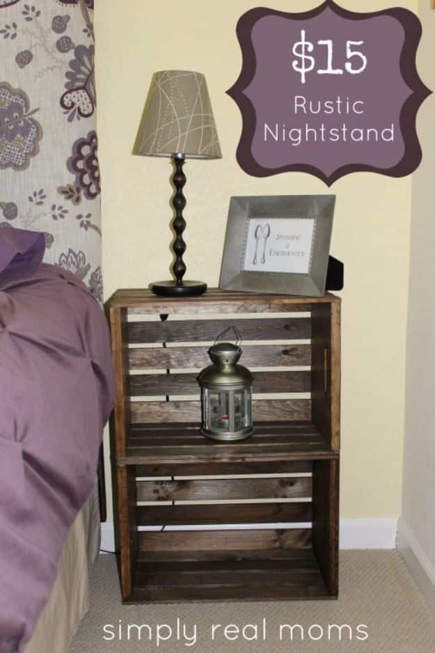 $15 Rustic Nightstand, a simple project that fits a small bedroom corner and a creative upgrade using items already on hand