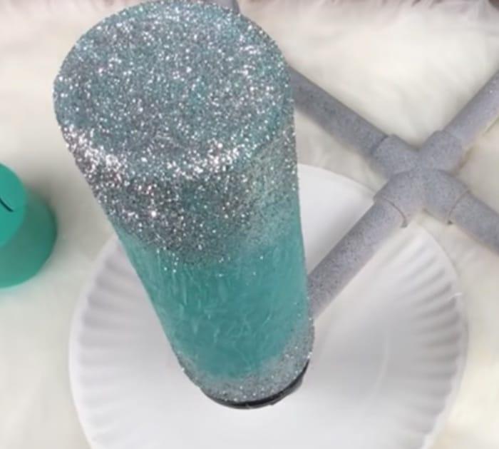 Make a glittered water bottle tumbler from Dollar Tree