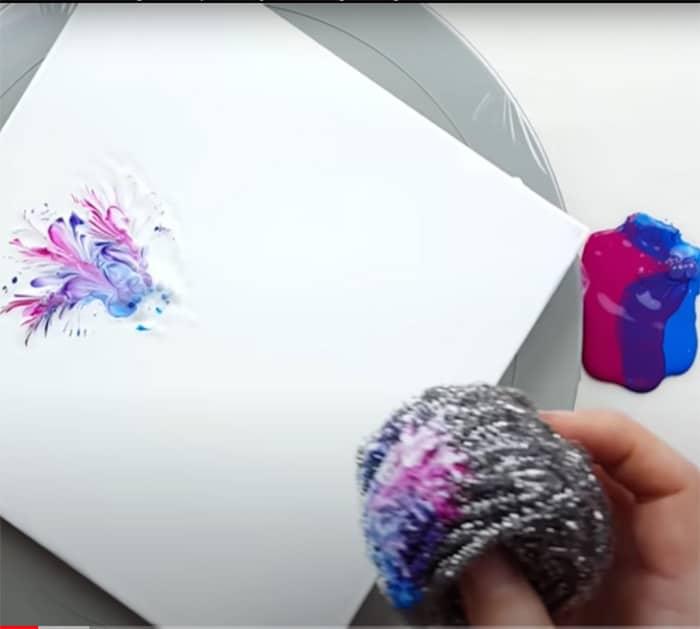 how to paint flowers with steel scrubber