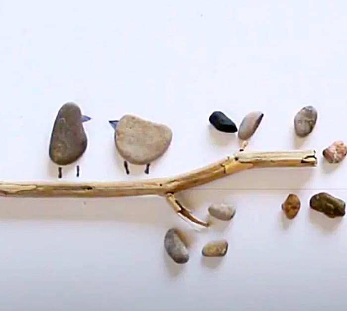 Glue Pebbles To Card Stock Paper To make Bird Pebble Art