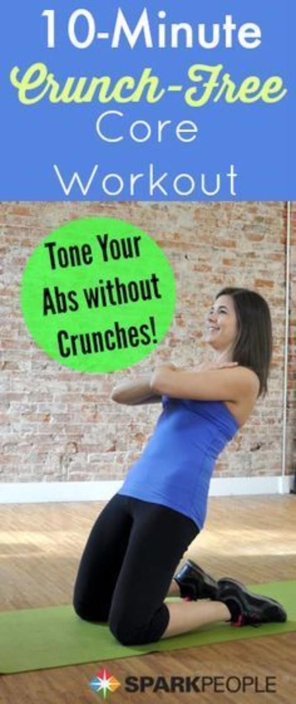 10-Minute Crunchless Core Workout, a fast home routine, simple enough to do in pajamas before breakfast