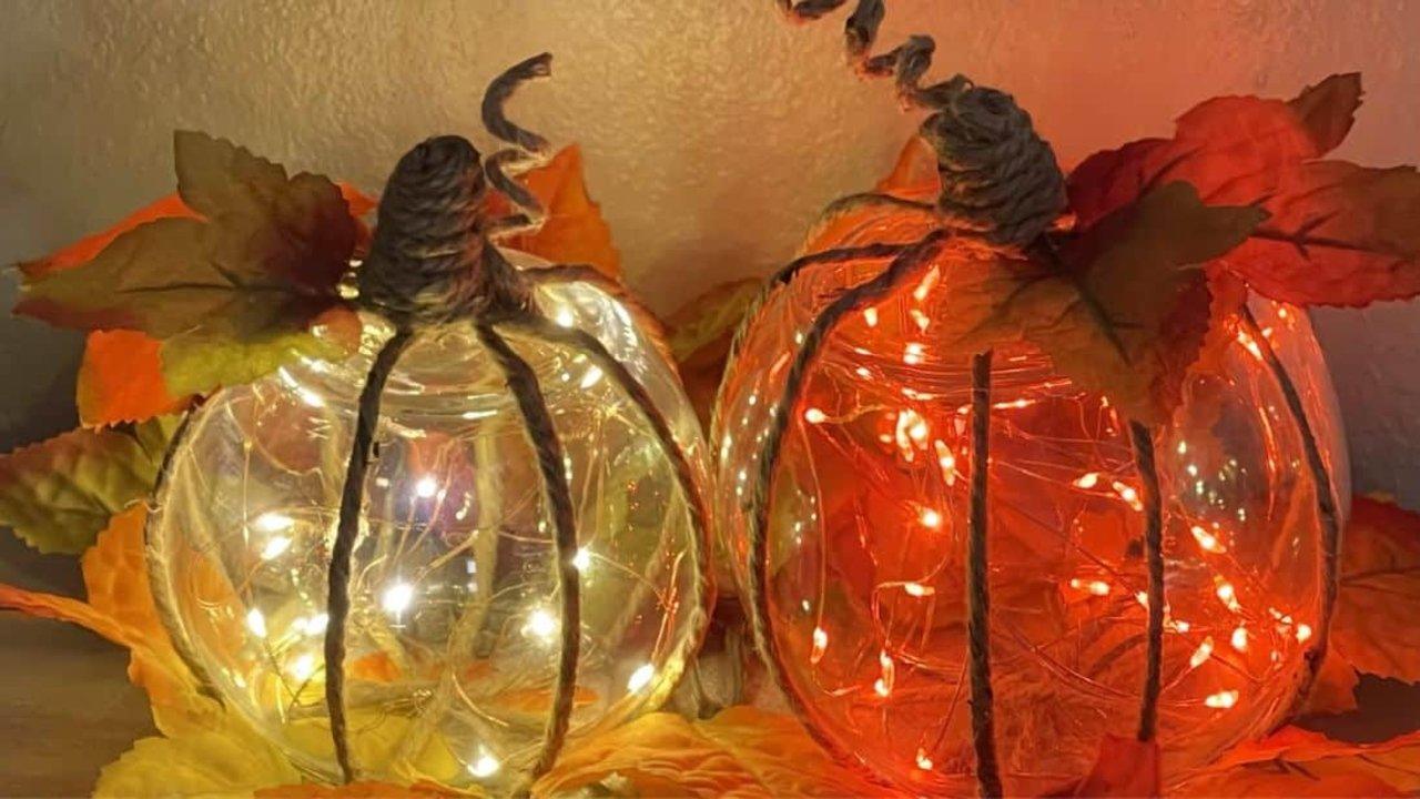 Dollar Tree Lighted Pumpkin DIY