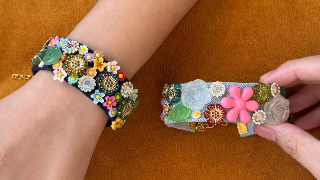 DIY Bracelet Ideas – Denim Flower Bracelet