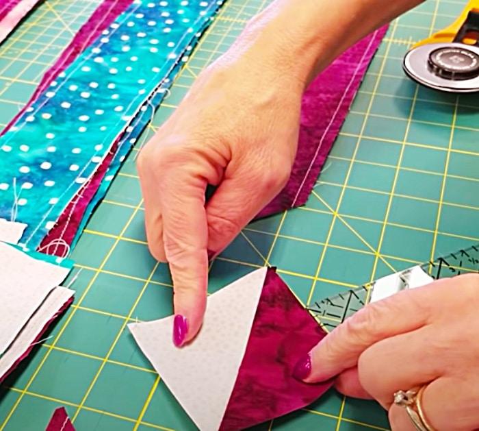 Sew Tubes From Fat Quarters To Cut Triangle Squares For A Sunburst Quilt