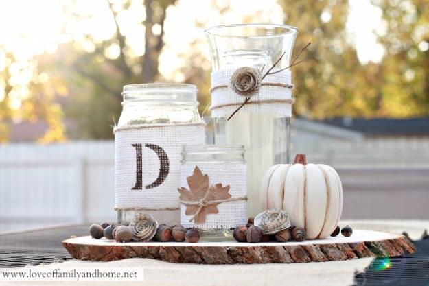 Best Mason Jar Crafts for Fall -Rustic Fall Centerpiece Tutorial - DIY Mason Jar Ideas for Centerpieces, Wedding Decorations, Homemade Gifts, Craft Projects with Leaves, Flowers an