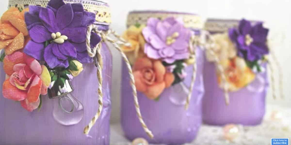 Don’t You Love The Way She Adorns These Mason Jars? She Does Something Besides Adding Embellishments