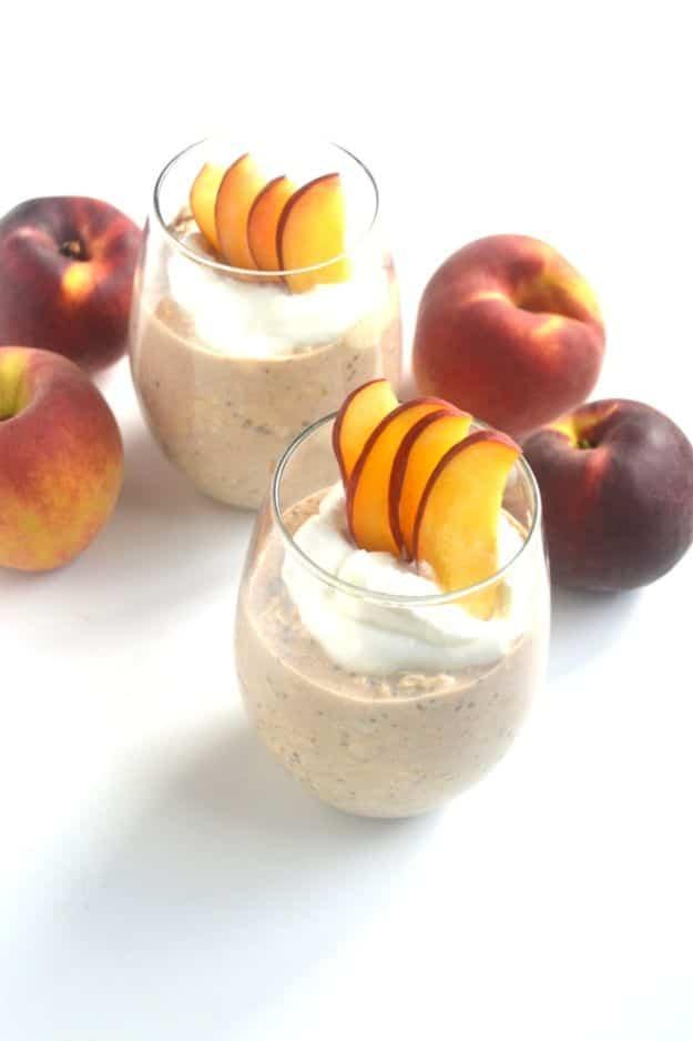 Overnight Oats Recipes - Peaches and Cream Overnight Oats - Easy Breakfast Recipe Idea - Healthy Fruit to Add Blueberry, Banana, Strawberry and Pineapple, Apple Cinnamon - Brunch I