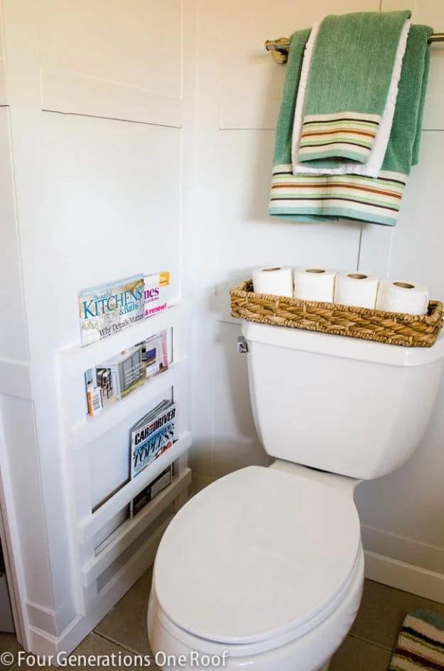 Bathroom DIY Magazine Rack Tutorial, a favorite bathroom decor idea worth copying and a popular choice on this list