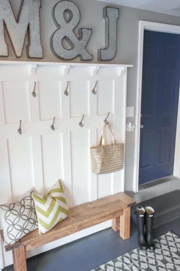 Mud Room Garage, simple to scale to fit almost any space and a great fix using stuff you already have on a shelf