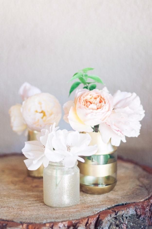 DIY Gold And Glitter Vases Tutorial, easy to scale up for a full batch and a piece worth keeping out on display