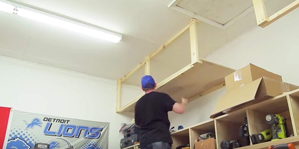 Watch How He Builds Extra Storage In The Wasted Space In His Garage!