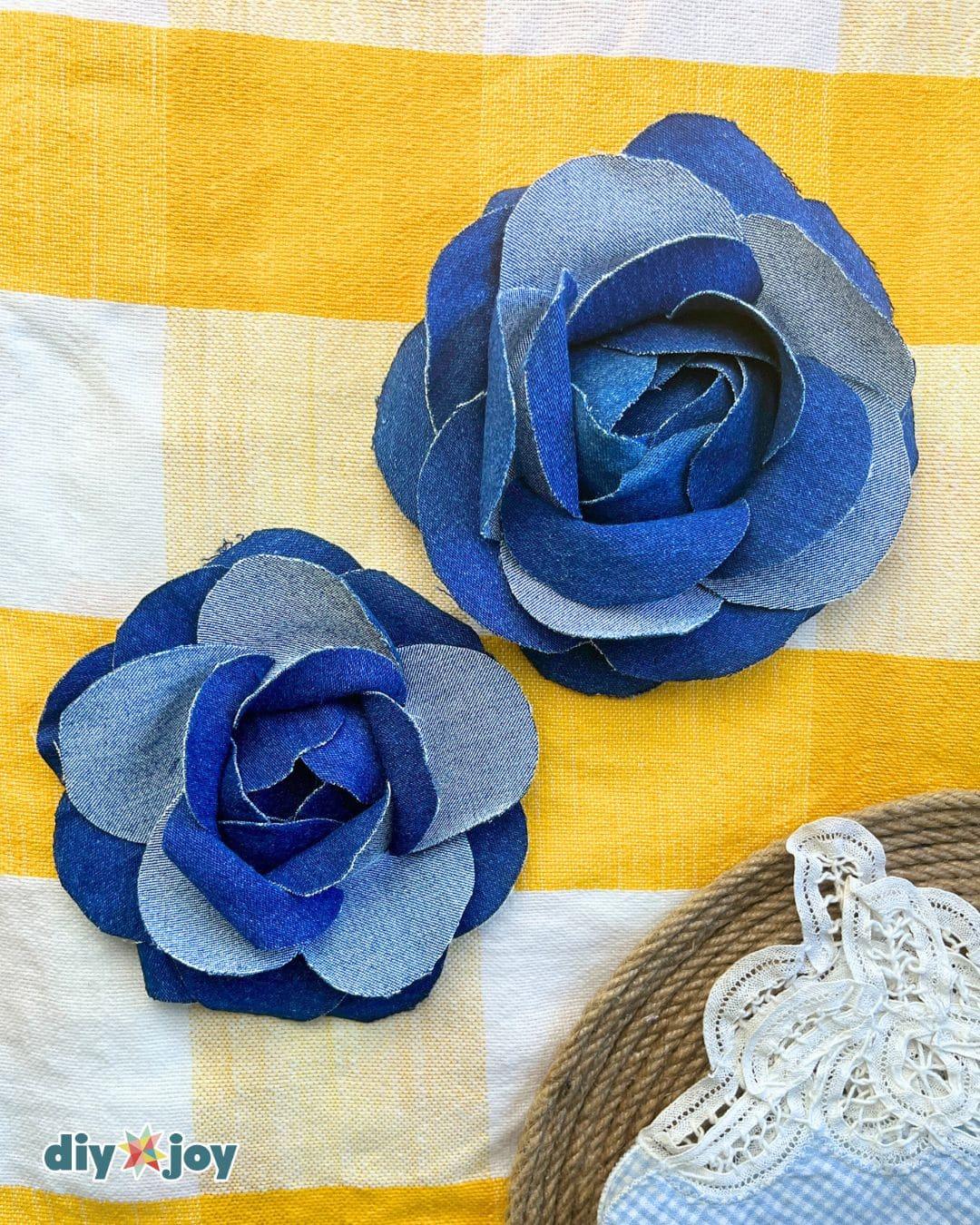 Homemade Denim Rose Denim Crafts — flowers made out of denim
