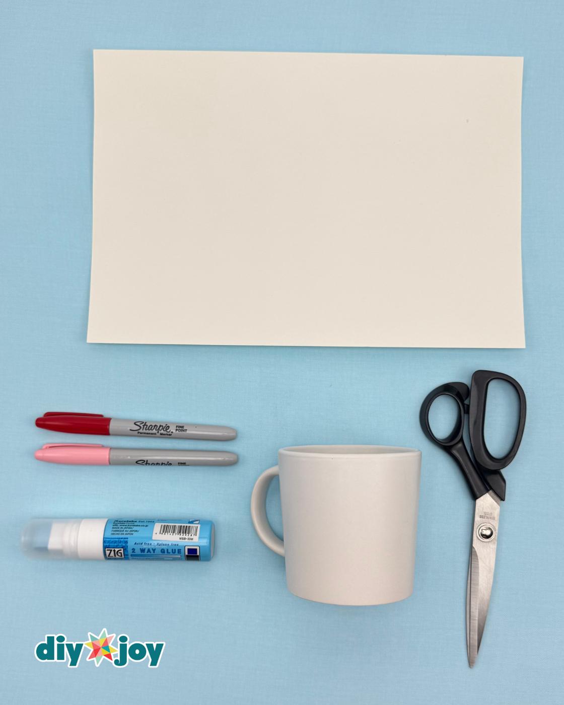 Homemade Customized Mug Using Sharpie — materials for heart sharpie mug