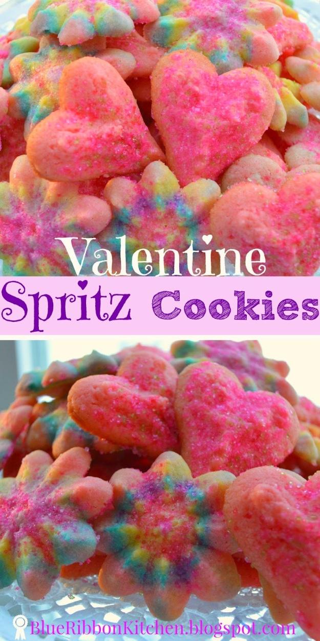 DIY Valentines Day Cookies - Valentine Spritz Cookies - Easy Cookie Recipes and Recipe Ideas for Valentines Day - Cute DIY Decorated Cookies for Kids, Homemade Box Cookies and Bouq