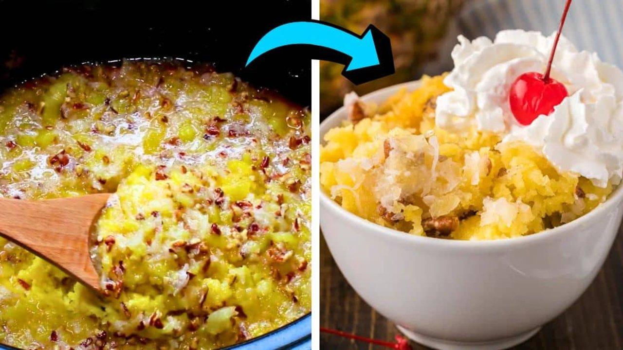 Crockpot Pineapple Coconut Spoon Cake Recipe