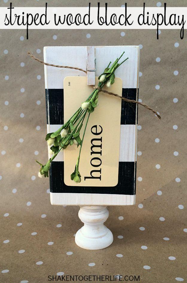 Quick DIY Gift Ideas and Easy Christmas Presents -Last Minute Christmas Gifts - Striped Wood Block Display