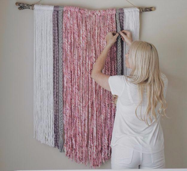 DIY Yarn Wall Art, a cozy DIY yarn idea to try at home and a pretty accent piece made entirely from yarn