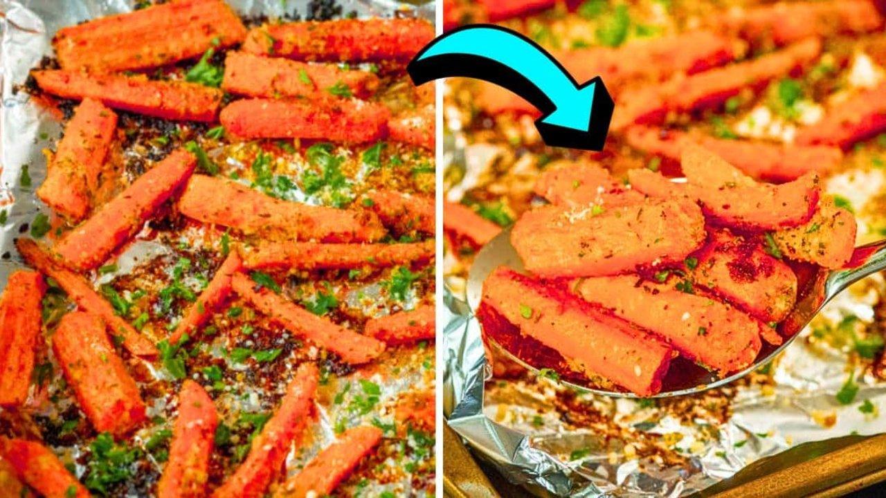 Easy Garlic Parmesan Roasted Carrots Recipe