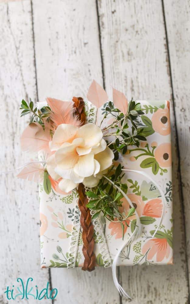 Boho Style Gift Wrapping, a handmade finishing detail, budget friendly for anyone gifting on a tight week