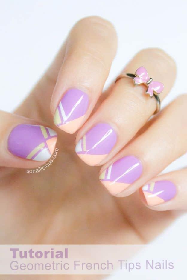 Geometric French Nails, an easy technique using items already in your kit and a creative way to make plain nails pop