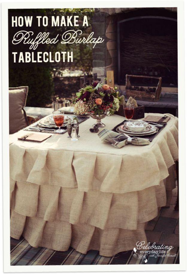 Ruffled Burlap Table Cloth, a charming touch that upgrades the space instantly and a popular choice on this list
