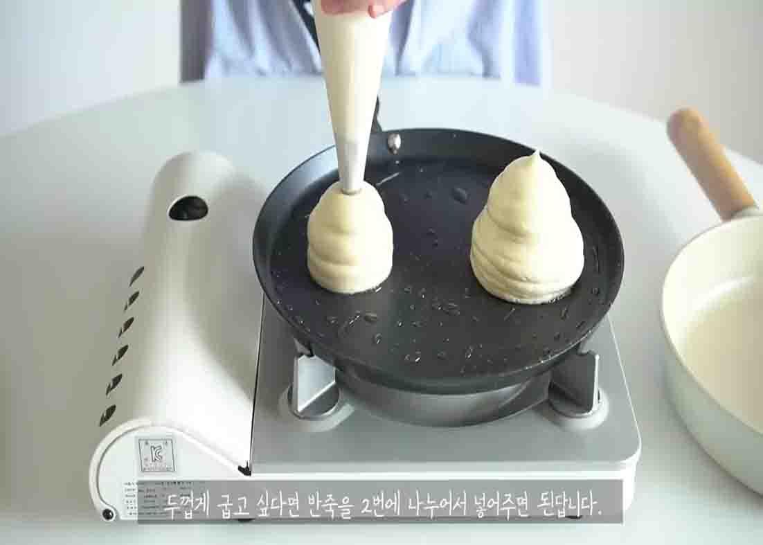 Cooking the pancakes in the pan