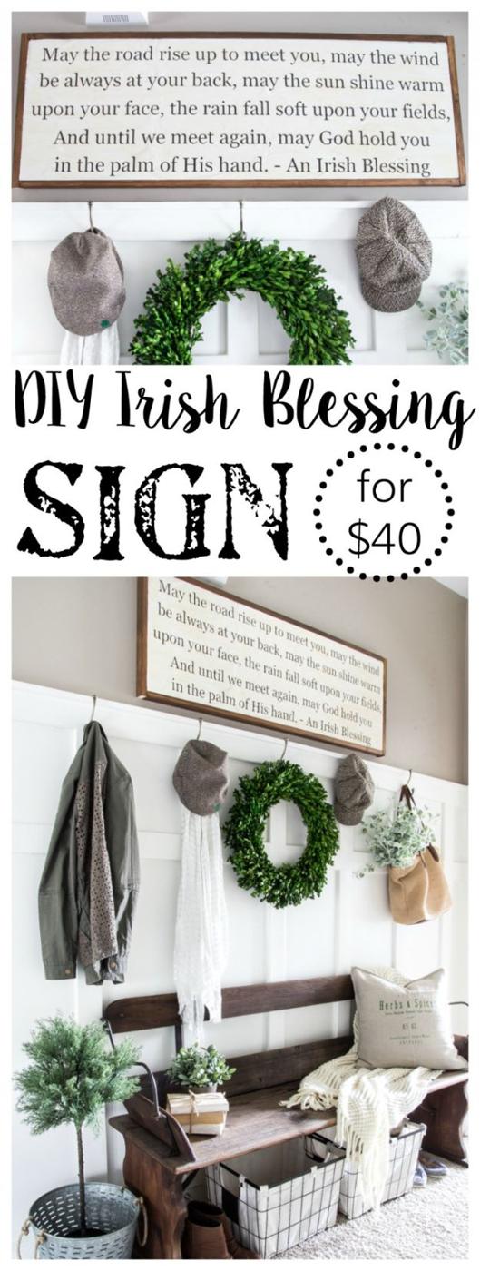 DIY Irish Blessing Sign, a farmhouse wall statement, quick enough to finish before nap time and a keepsake worth handing down